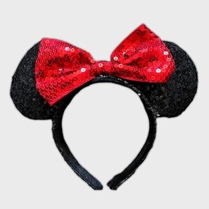 Sequin red bow Minnie Mouse ears
